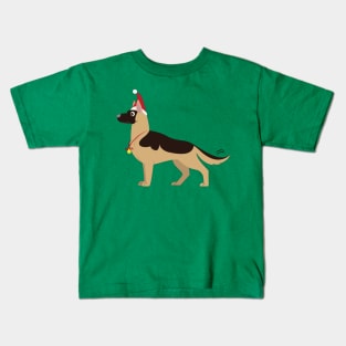 Cartoon German Shepherd Dog GSD at the Holidays Kids T-Shirt